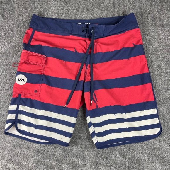 RVCA Board Shorts Size 36 Striped Swim Trunks Surf Beach Summer Men's - Picture 1 of 8